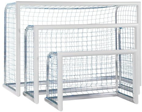 Sport-Thieme Mini-Fußballtor Professional Kompakt | Alu-Naturblank | Latten-/Pfostenkonstruktion | inkl. Netz & Sicherheits-System-Netzhalter | Rundrohr-Bodenrahmen | Aluminium
