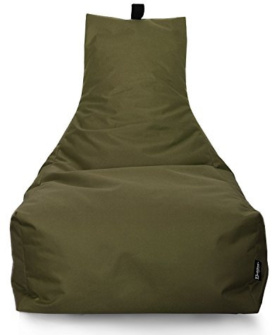 Lounge Sitzsack Liege Beanbag 32 Farben wählbar 90cm(Ø) Rückenlehne Bodenkissen Indoor Outdoor Sitzsäcke Gaming Kinder Bean Bag Erwachsene Riesensitzsack gefüllter Sessel (Khaki)