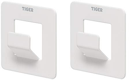 Tiger Haken Open, Edelstahl, Farbe: Weiß, 2 Stck., einfache Montage durch kleben