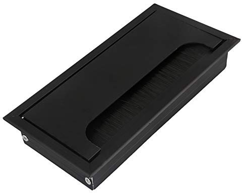 16 cm Schwarz Kabeldurchführung Kabeldurchlass aus Metall Aluminiumlegierung Tisch Schreibtisch Rechteck Draht Kabel Tülle Lochabdeckung Outlet Port mit Schwarzer Pinsel