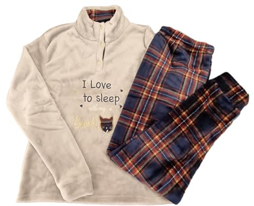 Pigiama Donna Invernale Micro Pile Caldo e Morbido (XL, Coniglio Grigio)