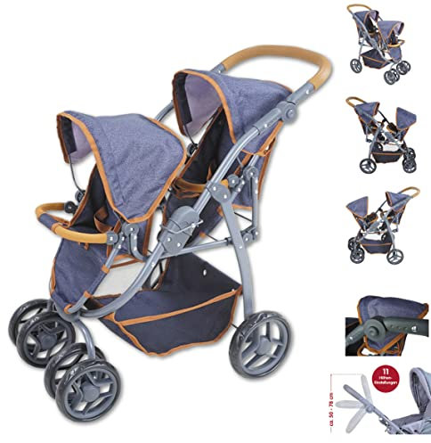 Knorrtoys 16430 - Zwillingspuppenwagen Milo - dark blue