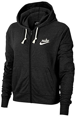 Nike Damen Hoodie mit Durchgehendem Reißverschluss Sportswear Gym Vintage, Black/Sail, XS, CJ1694-010