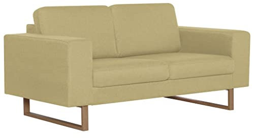 vidaXL Sofa 2-Sitzer mit Rückenkissen Sitzkissen Zweisitzer Loungesofa Polstersofa Lounge Stoffsofa Sitzmöbel Wohnzimmer Stoff Holzrahmen Grün