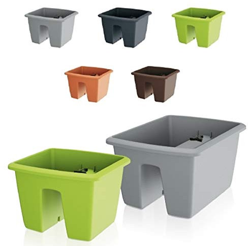 rg-vertrieb Blumentopf Balkonkasten Blumenkasten Geländerkasten Geländertopf Pflanzkasten Pflanztopf Respana Railing Balkontopf 5 Farben wählbar (400 Anthrazit)