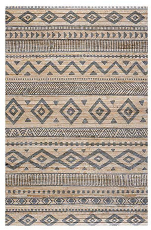 STORESDECO - Tapis Antidérapant en Bambou Naturel Idéal pour Le Salon, Le Couloir, La Salle De Bain... Effet Parquet ! Disponible en Grandes Tailles | Gris Ethnique, 160 cm x 240 cm