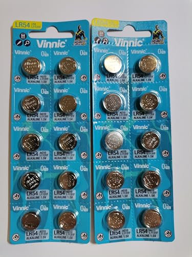 VINNIC 1131F LR54 AG10 Lot de 20 piles alcalines 1,5 V pour montre sans mercure 2025