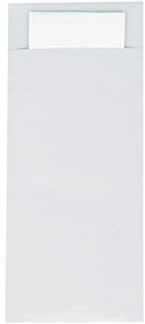 Mank Bestecktasche 85 x 200 mm, mit 2-lagiger Tissue-Serviette in Weiß, Besteckhülle, Besteckbeutel in verschiedenen Farben (Perlgrau, 100)