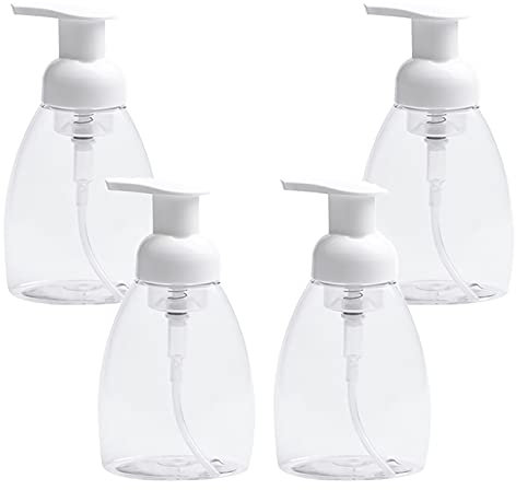ZEOABSY Pack of 4, Foaming Soap Dispenser Pump Empty Bottles Hand Soap Liquid Containers, 300ml 10 oz Foaming Soap bottles for Kitchen Bathroom hand soap Facial Cleanser Body Wash