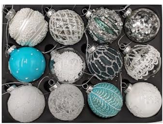BURI Weihnachtsbaumkugeln Glas 12 STK edle Christbaumkugeln Weihnachtskugeln Kugeln