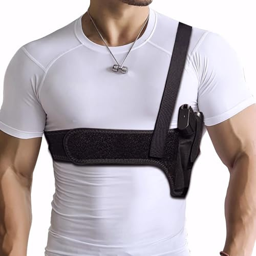 Quick Draw Shoulder Holster - Belly Band Holster for Everyday Comfortable Concealed Carry for Small, Compact and Other Similar Gear, Right Handed, Black 45