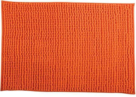 MSV Badteppich Badvorleger Duschvorleger Chenille Hochflor Badematte 50x80 cm – Orange