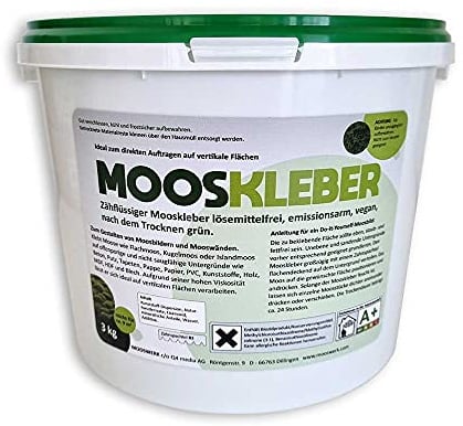 Mooskleber - Zähflüssiger Bastelkleber zum Gestalten von Moosbildern und Mooswänden - Nach dem Trocknen grün - 2,5kg