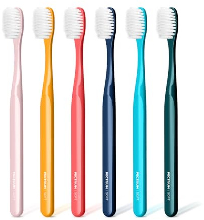Pectrus Extra weiche Handzahnbürsten für Erwachsene, normale Größe Kopf, Papierpaket, ultraweiche Zahnbürsten für Erwachsene & Ältere, empfindliche Zähne und zurückgehendes Zahnfleisch, 6 Stück