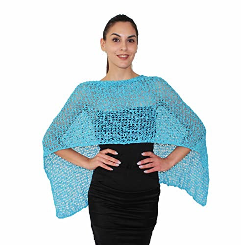 creazioni unique Poncho Pop Coprispalle da Donna in Viscosa Termica a Maglia Larga con Essenza di Fiore di Ciliegio (Maldive)
