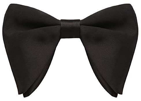 WANYING Herren Oversized Schwarz Fliegen bzw. Schleife Große Fliegen Large Butterfly Bowtie Bereits Gebunden mit Hakenverschluß - Einfarbig Schwarz