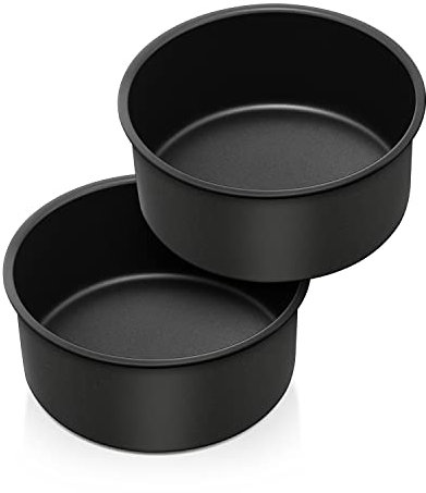 Homikit Juego de 2 moldes redondos de acero inoxidable para tartas, 16 cm, con revestimiento antiadherente para hornear, saludable y no tóxico, fácil de limpiar