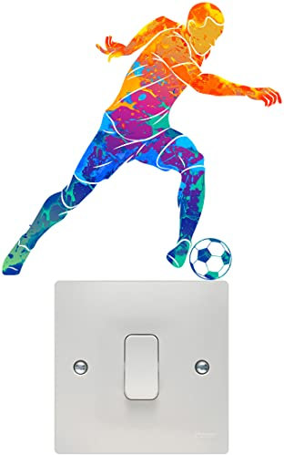 Colourful Football Player Light Switch Wall Art Vinyl Stickers Childrens Bedroom