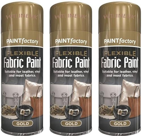 3 x Gold spray paint Craft Fabric Paint Leather Spray Paint Art Vinyl & Crafts Gold Paint 200ml