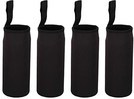 PATIKIL 65mmx180mm Water Bottle Sleeve, 4 Pack Neoprene Insulated Bottle Bag Holder Carrier Pouch with Finger Strap, Black