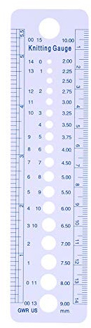 TOPINCN Righello per Modello Geometrico Cerchio Calibro per Ferri da Maglia in Plastica, Righello Calibro 2-10 Mm Pollici Cm Strumenti per Cucire Taglie US UK Canada