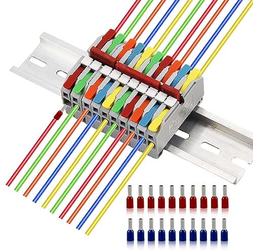 ZIOYA Kit di Morsettiere su Guida DIN 10 pz Morsetti Elettrici per Barra Din 0,5-4mm² Morsettiera Guida din Connettori per Cavi Elettrici universale Morsettier per