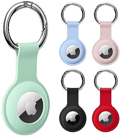 COLORCORAL [5-Pack] AirTag Holder Case- Silicone Case for AirTag Keyring for Keys, Bags, Luggage, Pet Collars - Anti-Lost and Scratch-Resistant Design for Apple Air Tags 2021