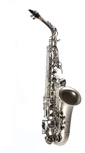 Monzani MZAS-260 Altsaxophon, Matt Silber, Massiver Messingkorpus, Handgravur, Mundstück und Wischer inklusive, Koffer und Gurt, Professionelle Ansprache, Warme und offene Klangvariationen