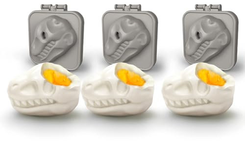 LUCKKY 3 Stück Dinosaur Skull Hard-Boiled Egg Mold, Form für hartgekochte Eier mit Dinosaurierschädel, Eierformer für Gekochte Eier, Gekochte Ei Mold, Eierformen zum Kochen für DIY-Küchenzubehör