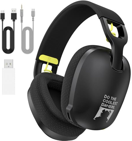 Cuffie da gioco wireless per PS5, PS4, PC, 2,4 GHz, USB con microfono, per Nintendo Switch, Mac, computer, cuffie da gioco Bluetooth 5.3, design ergonomico