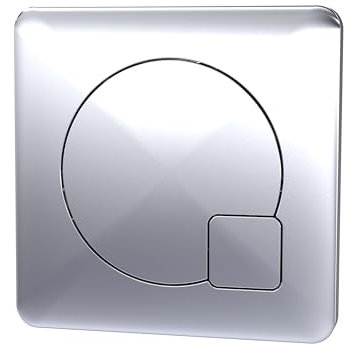 Balterley Dual Toilet Flush Button, Modern Square Dual Push Button Toilet Flush System Replacement for Cistern, Push Buttons Replacement for Bathroom Cistern Toilets - 99 x 70mm (Chrome)