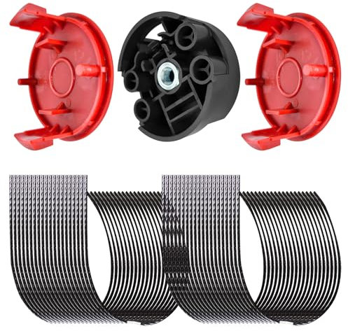 Für Bosch F016800431 Trimmerfaden, Schneidfaden Rasentrimmer-Spulenfaden für AFS 23 bis 37 Freischneider, mit F016F04841 Spulenabdeckung, F016F04839 Basis, 37 cm × 3,5 mm (50 Linien, 2 Abdeckungen, 1