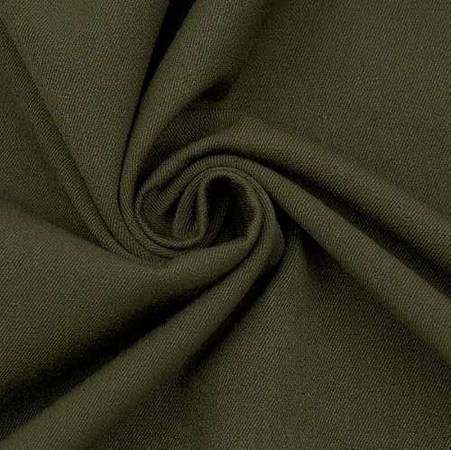 STOFFKONTOR Stretch Twill Gabardine Stoff - Meterware, Farbe Oliv-Grün - zum Nähen von Hosen, Röcken UVM.
