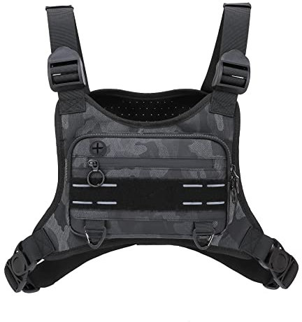 FTCYCRU Outdoor Running Chest Bag for Men and Woman with Extra Storage, Water Resistant Sports Chest Pack Lightweight Running Vest Rigs for Workouts Cycling Hiking (Camo)