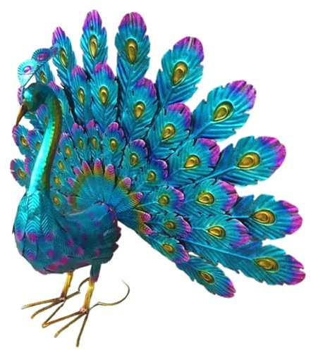 Banziaju Pfauen Garten Ornamente Garten Ornamente Outdoor Peacock Statue Skulpturen Metall Vogelkunst Dekoration für Garten Veranda Terrasse Rasen Outdoor Statuen