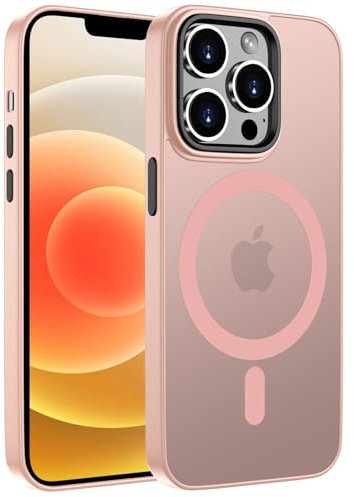 ORDA für iPhone 12 Pro Max Hülle 6.7 Zoll Kompatibel mit MagSafe,Magnetisch Handyhülle für iPhone 12 Pro Max Case Durchscheinende Matt Rückseite Dünn Stoßfest Schutzhülle Rosa