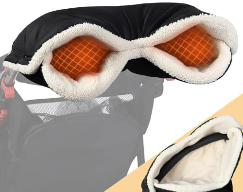 Orzbow Kinderwagen Handwärmer,Wetterfest Handwärmer Kinderwagen,OEKO-TEX STANDARD 100,Stabiler Handmuff für Kinderwagen mit Berberfleece und Fester Passform,Maschine Waschbar,Schwarz