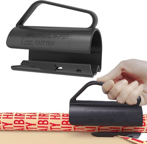Geschenkpapier Rollenschneider mit Griff für Rollen Weihnacht Geschenkpapier Cutter Wrapping Paper Cutter für Weihnachten Geburtstag, Black