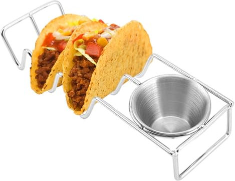 Juego de servir de barra de tacos para una fiesta | Accesorios para tacos de acero inoxidable - Platos de bandeja de tacos, soportes para conchas de taco, platos para servir barra de tacos con cuenco