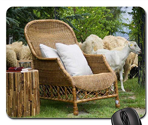 Mouse Pad, Meubles De Fauteuil De Chaise De Ferme en Laine De Chèvre De Mouton Gamer Mouse Pad Antidérapante Mousepad Confort Tapis De Gaming pour Pc Souris Jeux 25X30Cm