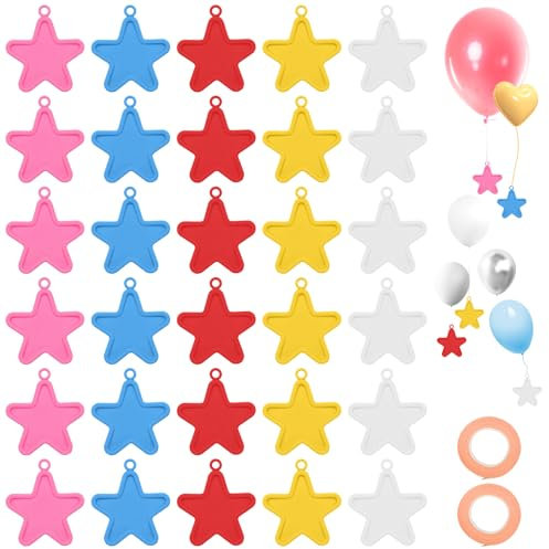 Scettar Paquete de 30 pesas para globos, pesas y cinta, decoración de cumpleaños, peso de globo colorido, para cumpleaños, bodas y celebraciones