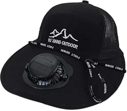 Solar Power Fan Hat - Outdoors Sunshade Hat with Fan,Breathable Sun Protection Hat, UPF50+ Sun Hat with Solar Powered Fan for Men Women Black