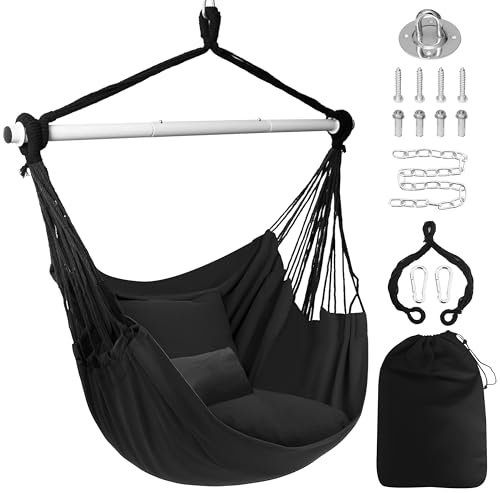 Drift Dream Hängemattenstuhl Hängeseil Schaukel, Max 226.8 kg, 2 Kissen enthalten, großer Makramee Hängesessel mit Tasche für überlegenen Komfort,