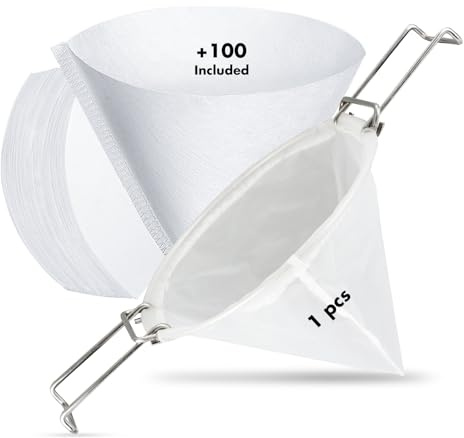Fritteusen-Ölfilter, Fritteusen-Ölfilter mit kommerziellen 25,4 cm Fritteusen-Ölfilter-Ständer, Fettfilterkegel für Restaurants, Küchen, Cafés, Lebensmittel-LKW, Hotels (25,4 cm - 100 Stück)