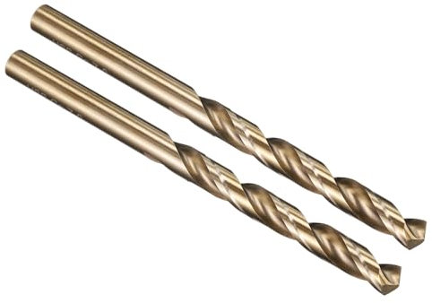 PATIKIL 7mm Drill Bit, Jobber Straight Shank M35 Cobalt 5% High-Speed Steel 135° Gold Finish for Stainless Steel Hard Metal - 2 Pack