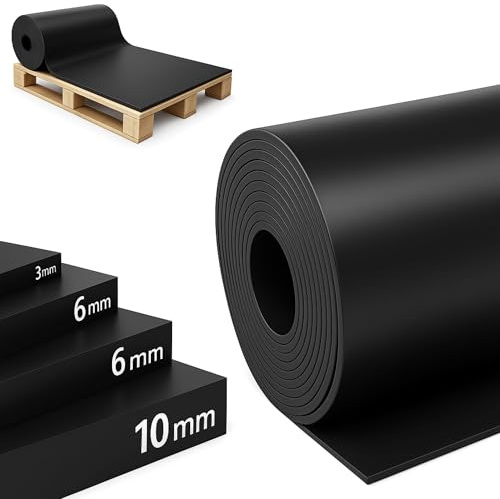 etm SBR Gummimatte 120 x 450 cm. 8 mm - Meterware - Schwarz & Glatt - Bautenschutzmatte Antirutschmatte Gummi Boden Matte - Bodenbelag Gummiplatte Gummistreifen