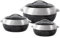 Fiesta Insulated Casserole Set | Hot Pot Set with Lid Thermal Food Containers Set | Hot Pot Food Warmer for Soup/Salad | 3-Pcs Serving Dishes (Black-Silver)