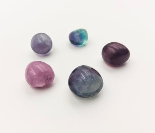 5 Piedra Fluorita Natural - 5 Cristales Pulidos con Propiedades Energéticas, piedra Fluorita (Fluorita, 5 PCS)