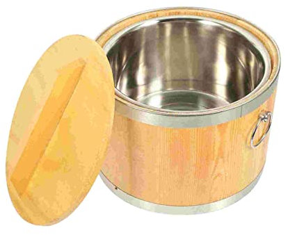 YJYJY Eiskübel aus Holz, doppelwandig, isoliert, rund, mit Deckel und Tragegriff, für Bar, Champagner, Bierkübel