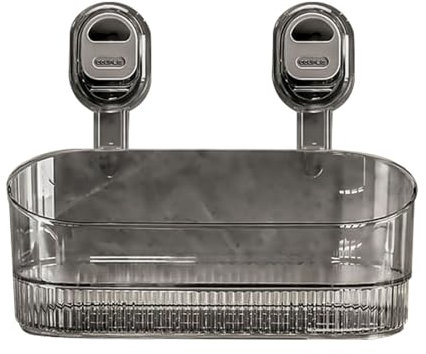 Boîte de rangement à ventouse pour salle de bain sans perçage - Support de rangement à ventouse puissante - Organiseur de salle de bain à 2 niveaux - A - Taille unique